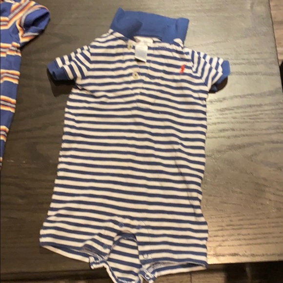 (3) Striped Blue Rompers Polo - Picture 2 of 4